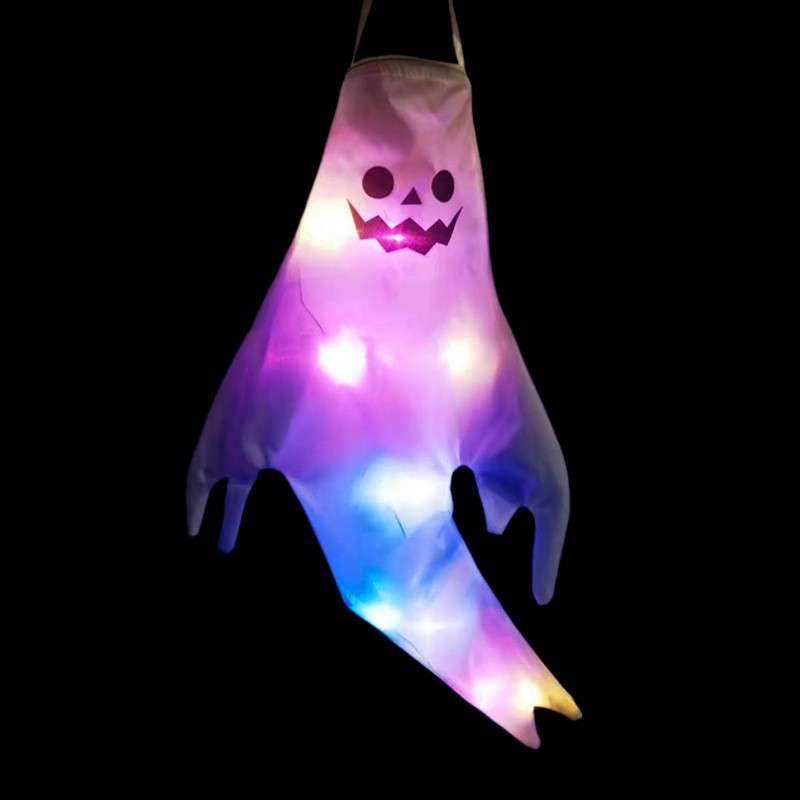 5stLarge Led Halloween Outdoor Light Hanging Ghost Halloween Party Dress Up Glowing Spooky Lamp Horror Props Home Bar Decoration D4.5