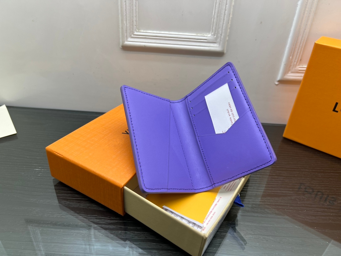 Luxury Designer Women Purple Wallets Unisex Embossed Letter Multiple Wallets Orange Card Holders Brand Men