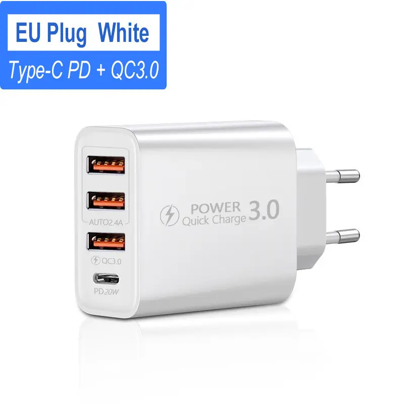 PD20W A-C 휴대 전화 빠른 충전 USB 벽 충전기 영국 US EU QC 3.0 USB 및 PD Type-C 홈 충전기 어댑터