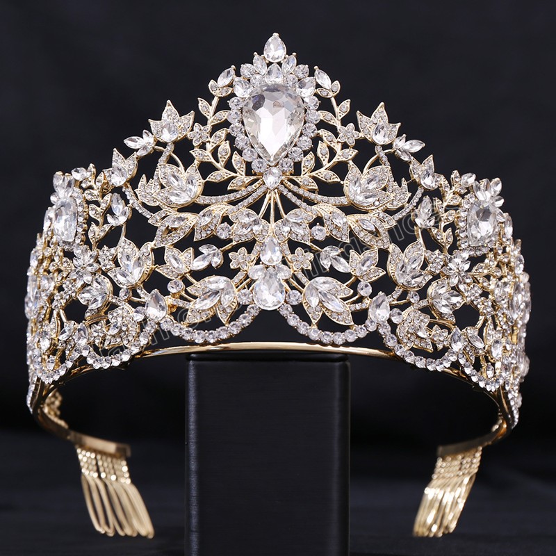 Grande verde azul cristal coroa para mulheres meninas casamento elegante noiva rainha tiaras de noiva acessórios para o cabelo headbands