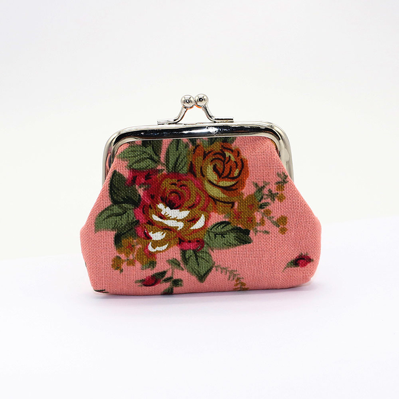 10*7.5cm Mini Coin Purse Cute Retro Flower Print Mini Bag Coin Bag Two Metal Button Pocket Coin Pouch For Students Children Party Gift Party Favor Gift