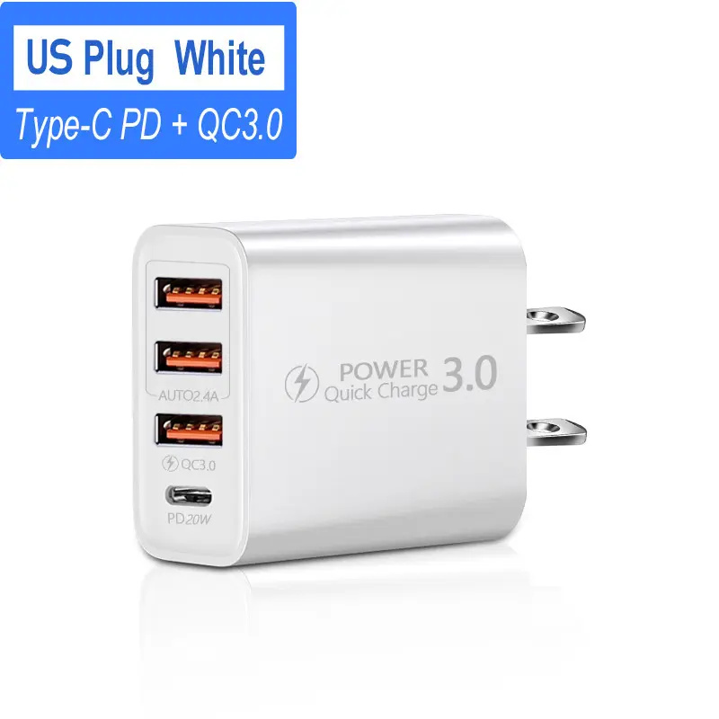 PD20W A-C téléphones mobiles chargeur mural USB à charge rapide royaume-uni états-unis ue QC 3.0 USB et PD type-c adaptateur de chargeur domestique