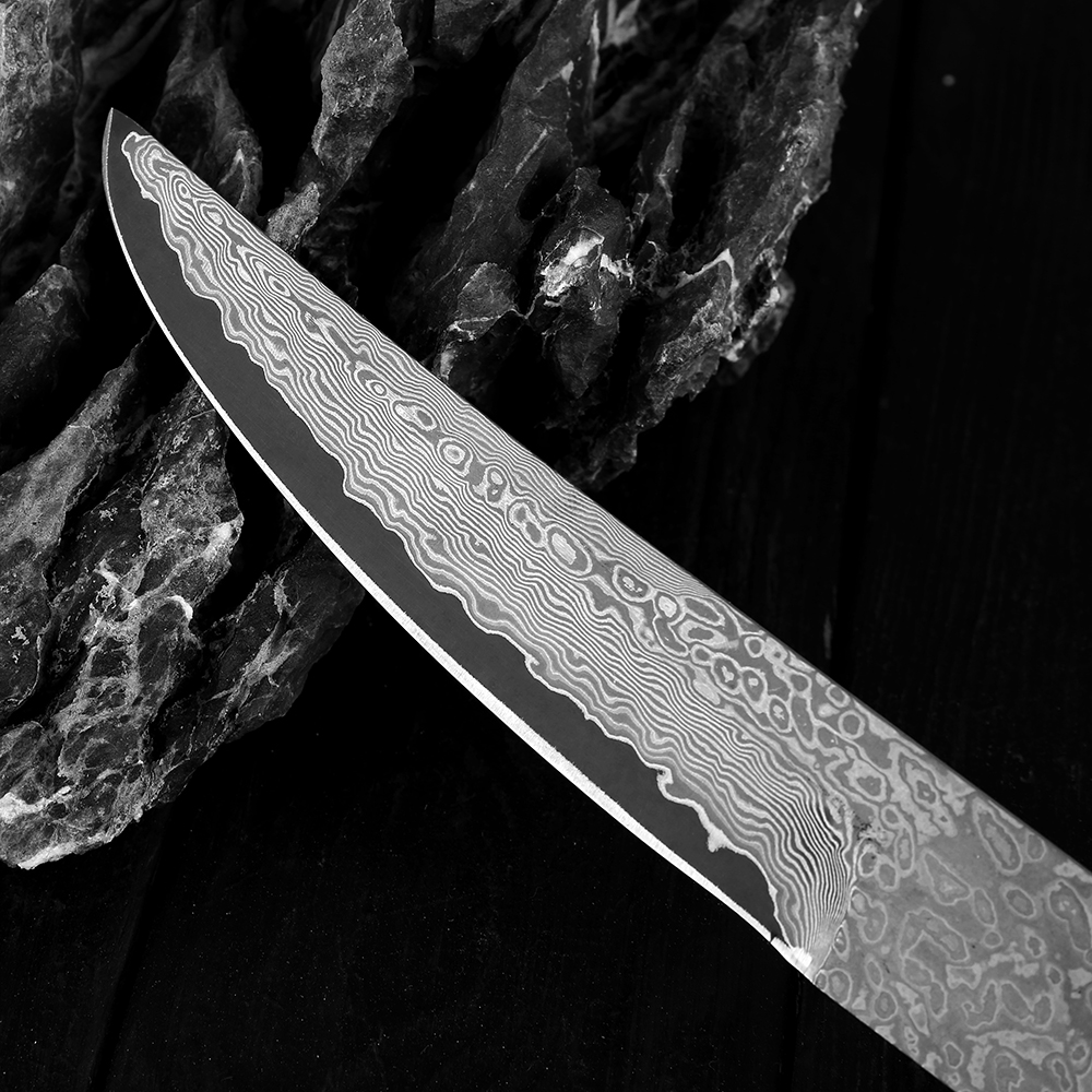 El Dövme Şam Çelik Boş Bıçak Taktik Av Bıçağı Kamp Bıçağı Şam Bıçak Kütük El yapımı bıçak