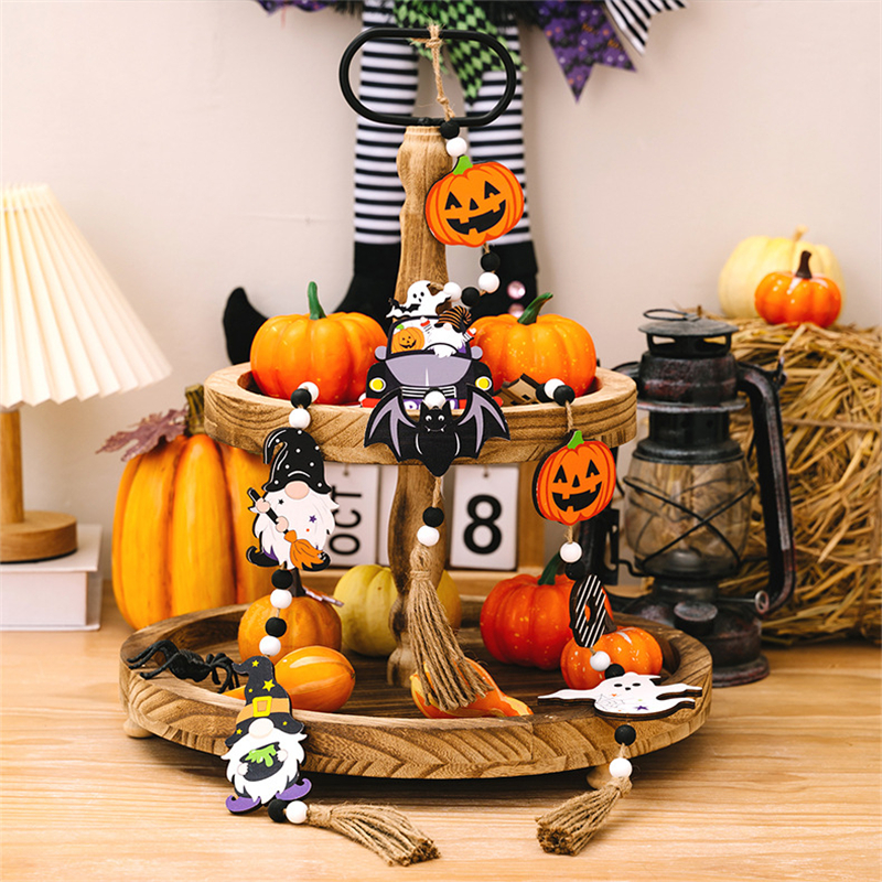 New Halloween Listing Home Party Ghost Festival Decorative Bead String Witch Pumpkin Bat Hanger