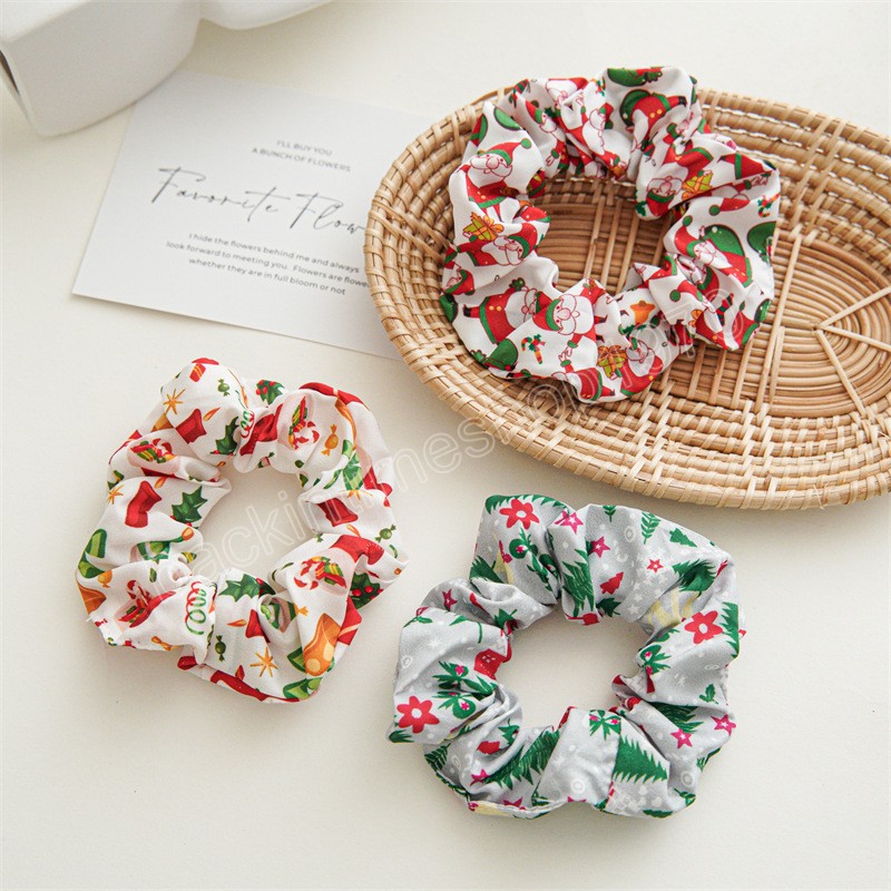 Scrunchies con stampa natalizia Fasce capelli Elastico capelli Elastico piccolo Porta coda di cavallo Accessori capelli regalo festivo donna