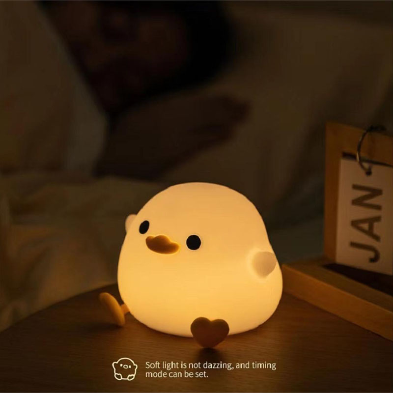 Doudou canard Silicone Induction veilleuse atmosphère lumière chambre lampe de chevet USB charge sommeil Pat lumière