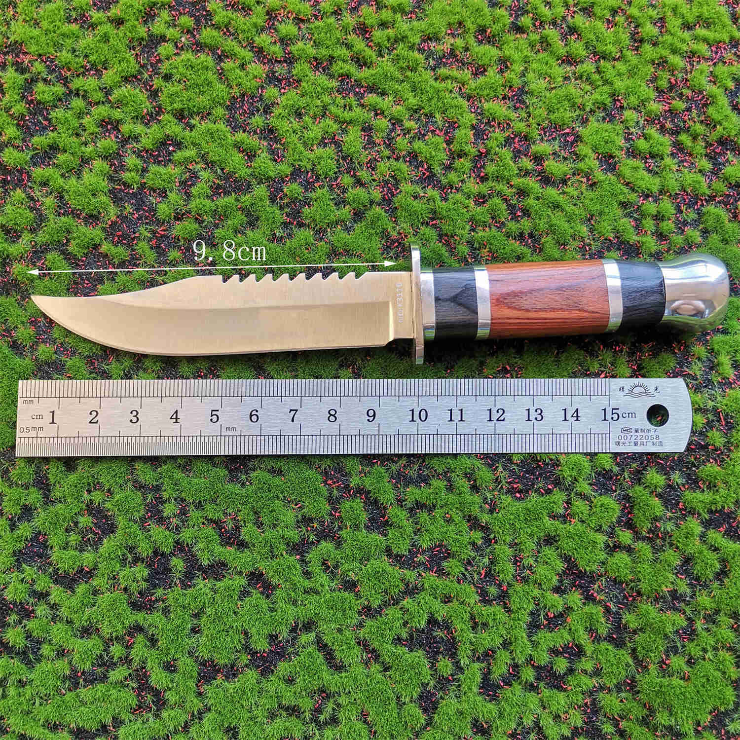 Cuchillo recto para acampar al aire libre, cuchillo defensivo con mango de madera de Color, cuchillo táctico de caza de acero 8Cr13Mov en la jungla