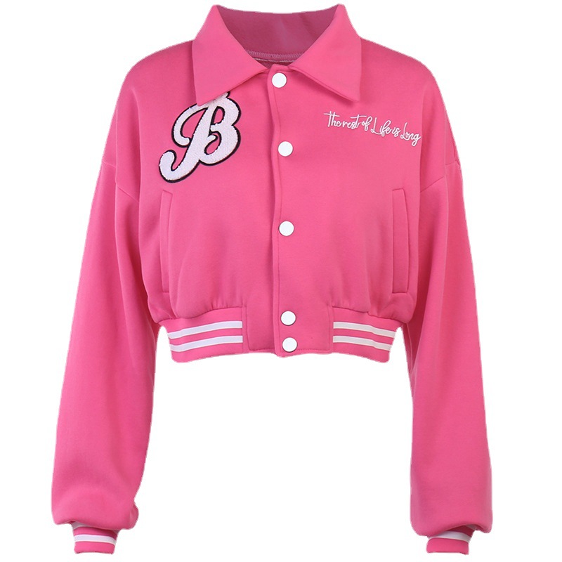 니트 프린트 긴 슬리브 야구 재킷 재킷 가을 여자 ins 섹시한 향신료 캐주얼 짧은 상단 yj22222