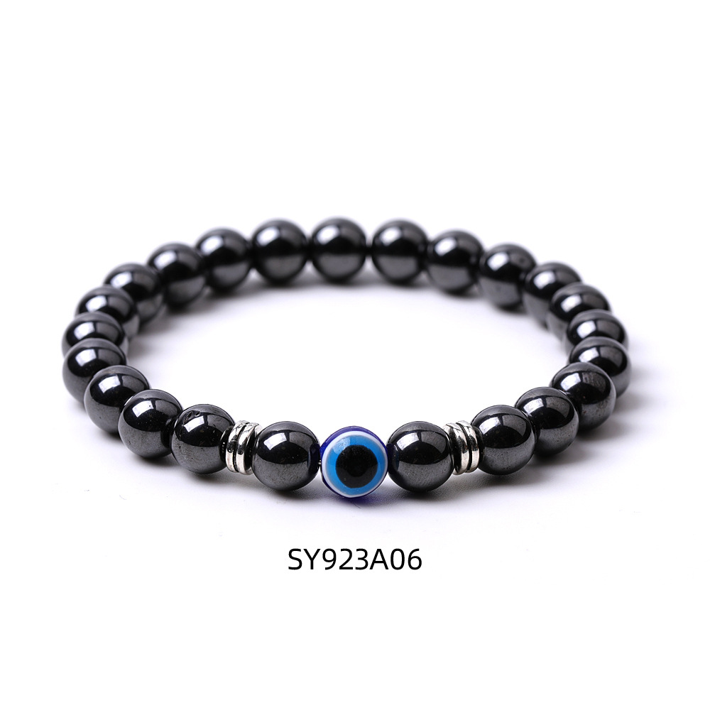 Turkish Blue Evil Eye 8mm Tiger Eye Beads Handmade Elasticity Bracelet for Men Women Yoga Reiki Jewelry