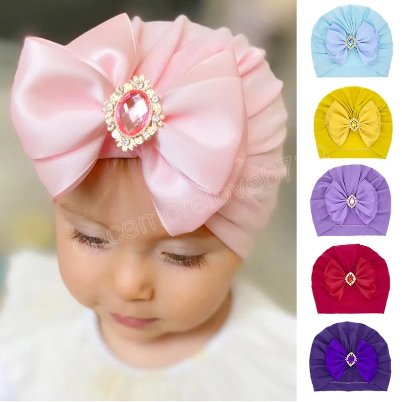 Soft Skin-friendly Infant Hats Baby Beanie Cap Girls Turban Bowknot Caps Newborn Headwrap Fashion Indian Hat