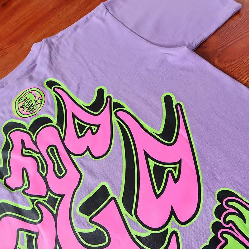 Camisetas Homens Mulheres Alta Qualidade Roxo Top Tee Voltar Cor Impressa Camiseta Fotos Reais