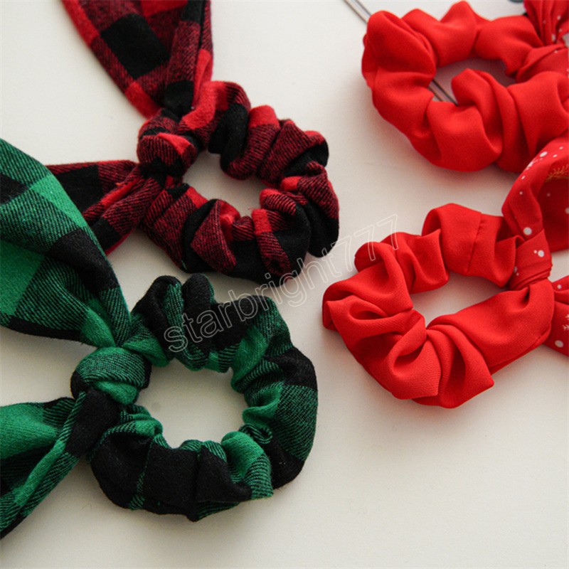 Natal xadrez faixas de cabelo bandana elástico rabo de cavalo fita laço de cabelo grosso xadrez arco natal headwear feminino acessórios para o cabelo