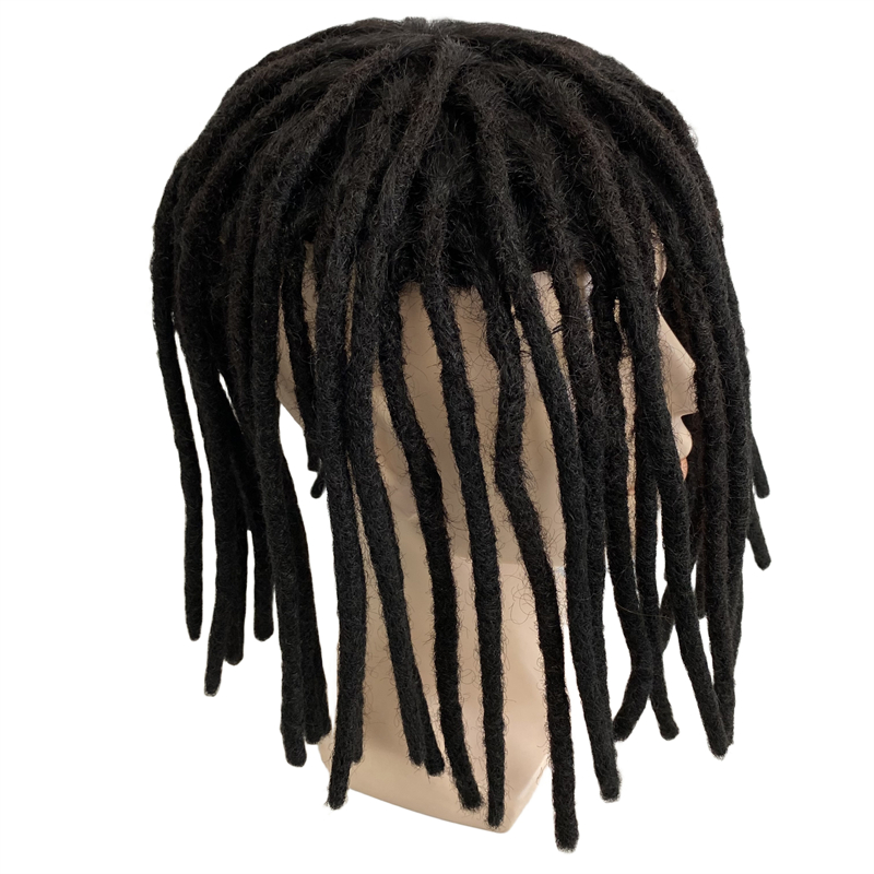 European Virgin Human Hair Systems Black Color 1b# 12 inches Dreadlocks Toupee Full PU Unit for Black Men