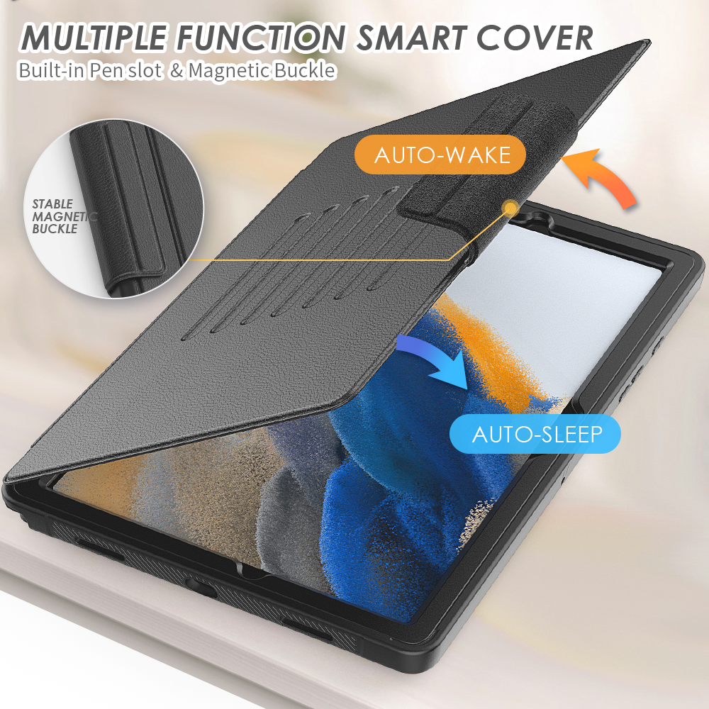 Custodia Cover Smart Tablet PC Samsung Galaxy Tab A8 10.5 SAM X200 X205 Custodia protettiva antiurto pieghevole in pelle Foid con cavalletto regolabile