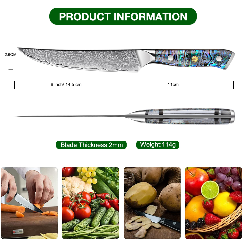 XITUO couteau utilitaire japonais damas AUS-10 en acier de 6 pouces, couteaux de cuisine Ultra tranchants pour trancher les fruits, légumes et viande