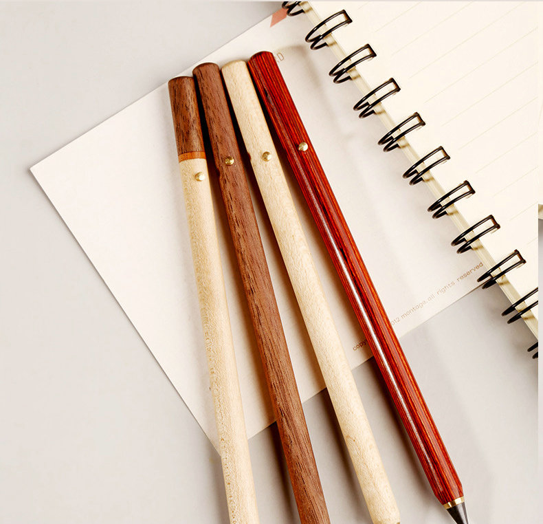 Natural Walnut Mosaic Wood Barrels Infinite Endless Pencils No Sharpening Erasable Vintage Maple Wooden Infinity Eternal Pencil No Ink