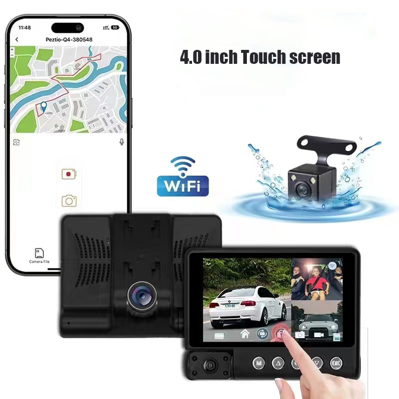 S2 Car DVR 4.0 inch 3 Channel HD 1080p Driving Recorder Car Black Box With Night Vision 3 Lens Camera Dash Cam