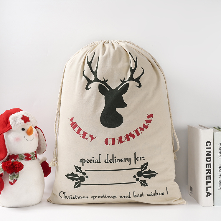 Wholesale Cute 2023 New Personalized Monogram Canvas Christmas Unicorn Santa Sack stocking