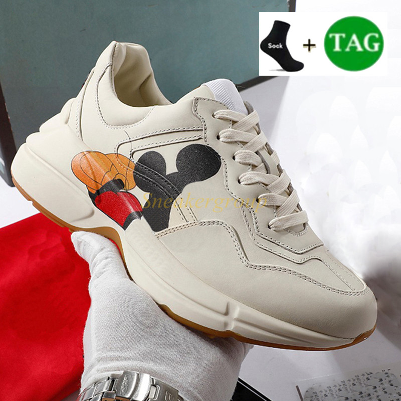 2023 Designer Sneakers Rhyton Casual Shoes Men Platforma Platforma Old Daddy Shoe Luxury Vintage Logo Chunky Sneaker Beige Canvas Skórzane Treszcze męskie