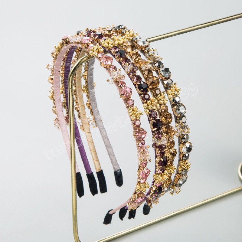 High Grade Crystal Rhinestone Wrapped Headbands Fashion Hair Accessories For Women Trend Fine Edge Hairband Hair Band Hoop Girl