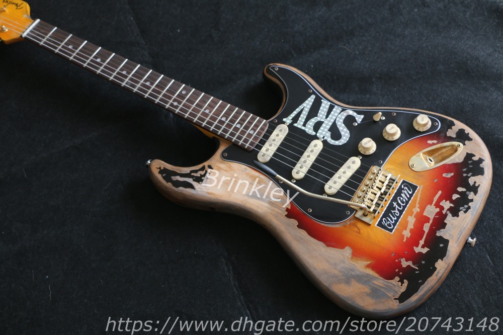Custom Shop Masterbuilt Edição Limitada Stevie Ray Vaughan Tribute SRV Número Um Guitarra Elétrica Vintage Marrom