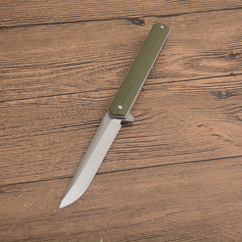Kampanj G2399 Flipper Folding Knife D2 Satin Drop Point Blade Rostfritt stål med G10 Handle Ball Bearing EDC Pocket Mapp Knives