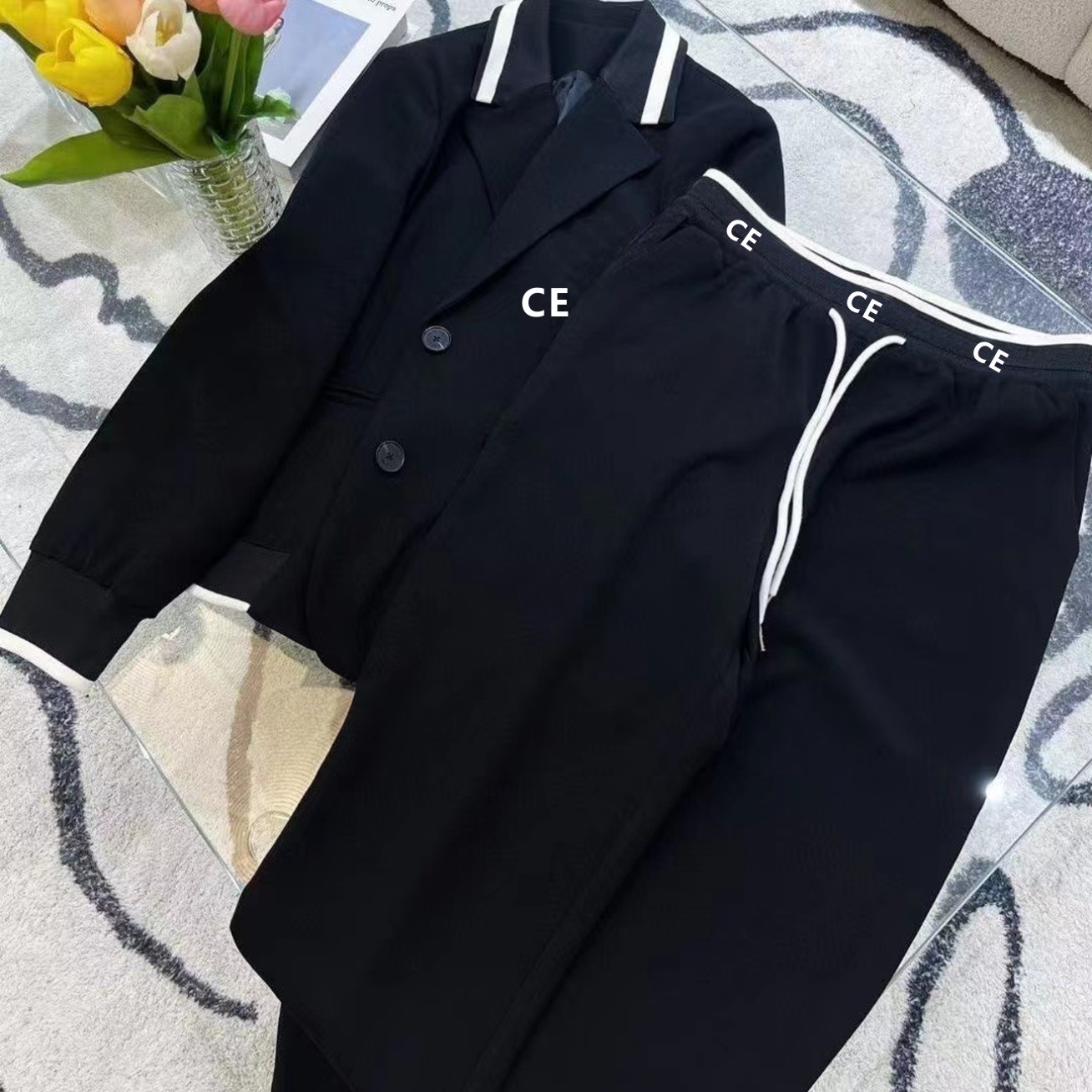 Printemps publié femmes veste pantalon court vêtements de marque vêtements de marque de luxe vêtements à manches longues style de loisirs vêtements de sport avec taille SMLXL A229