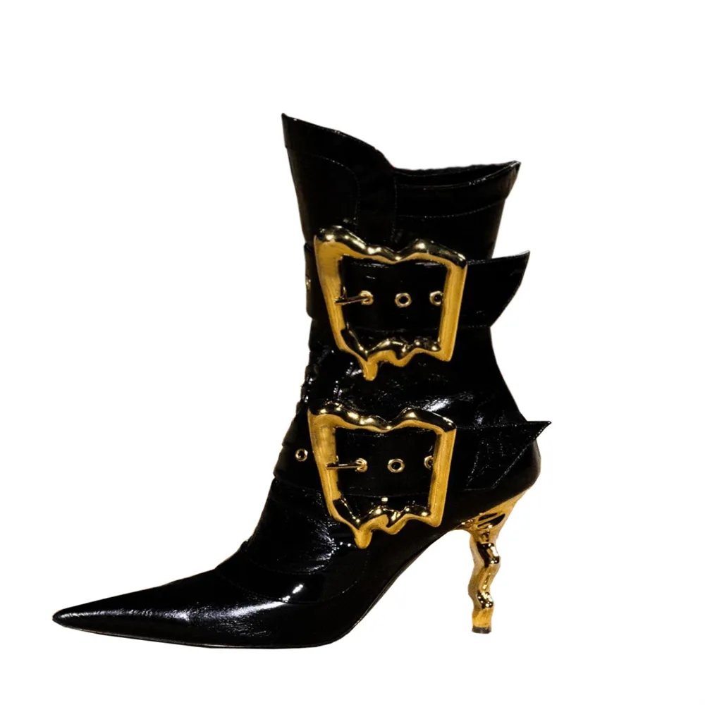 New European and American Women's Personalized Metal High Heel Motorcycle Boots 2023 Punk Style Sexy Nightclub Show Boots