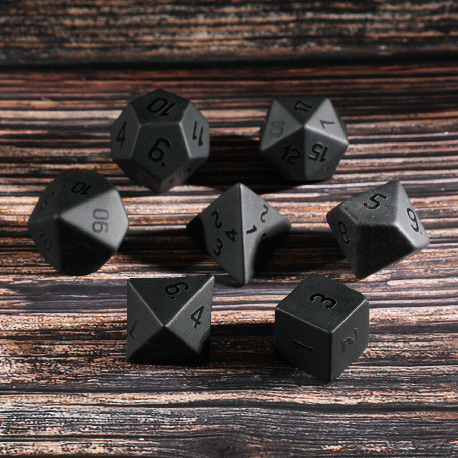 Natural Obsidian Polyhedral Loose Gemstones Dice Set Dungeons & Dragons Dull-polish Fonts Stone Dice Set DND RPG Games Ornaments Spot Goods Wholesale Custom