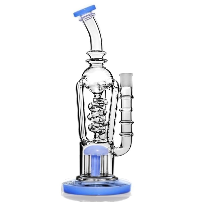 New Style Colorful Bongs Glass Water Pipes With Gear Perc Thick Recycler sprinkler Oil Rigs 2 function hookahs New Arrive purple