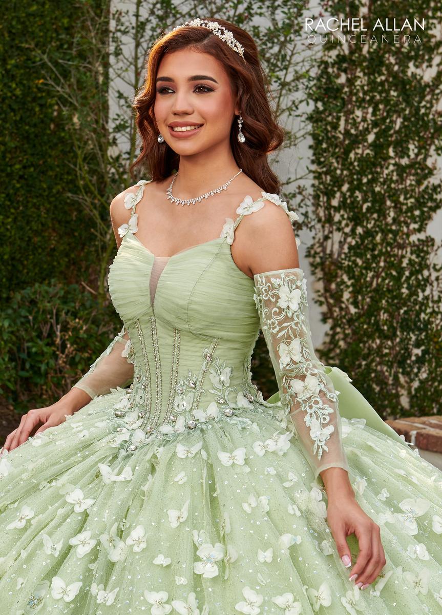 Büyüleyici Kelebek Quinceanera Elbiseler Çıkarılabilir Uzun Kollu Tatlı 15 Balo Gibi Glitter Balo Gown Vestidos De 16 Anos