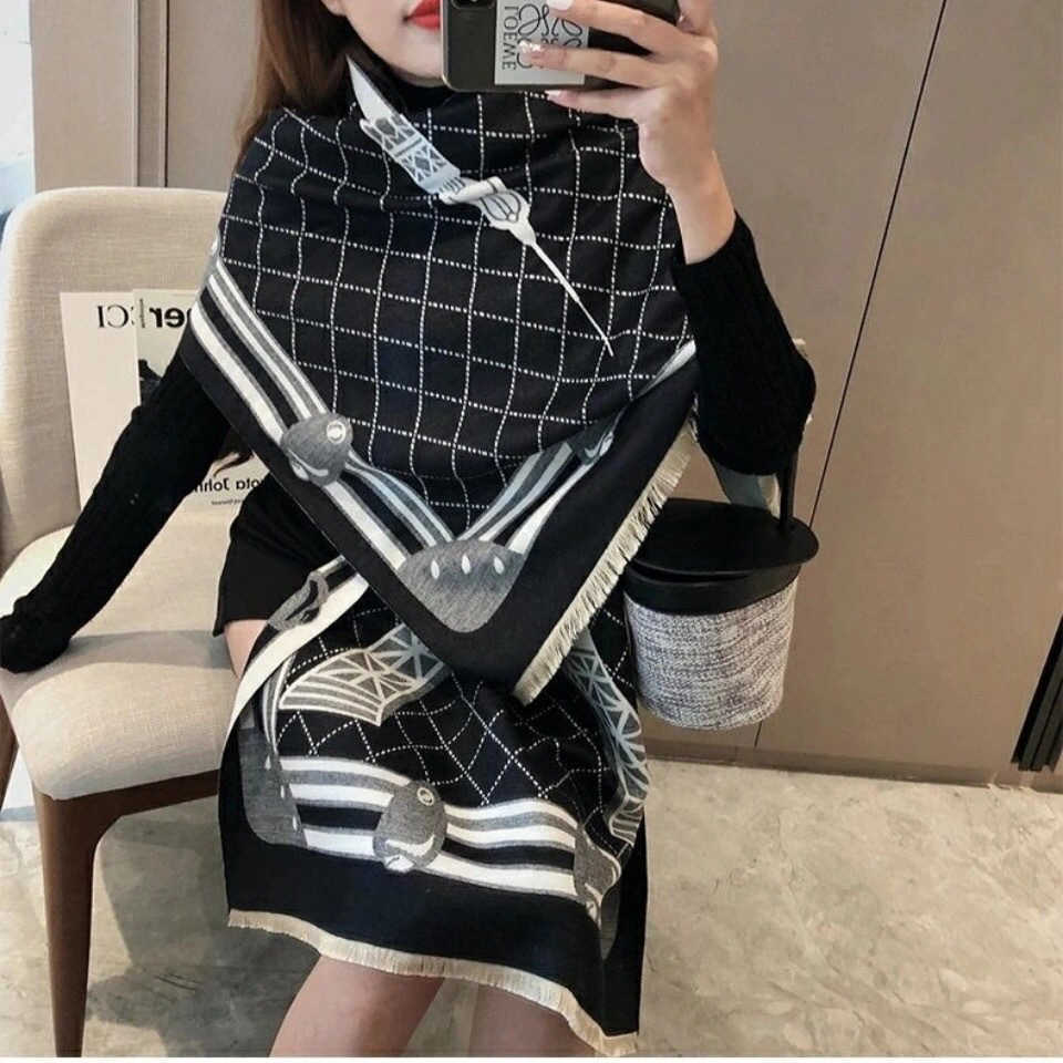 30% OFF scarf Scarf and shawl new winter style small fragrance Paris Tower double-sided cashmere mesh red insulation