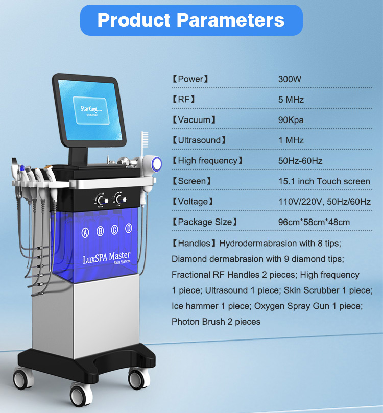 11 I 1 Hydrafacy ansiktsvattenskalmaskin Microdermabrasion Hydrafacials Machine Skin Rejuvenation with 2 Years Garanty