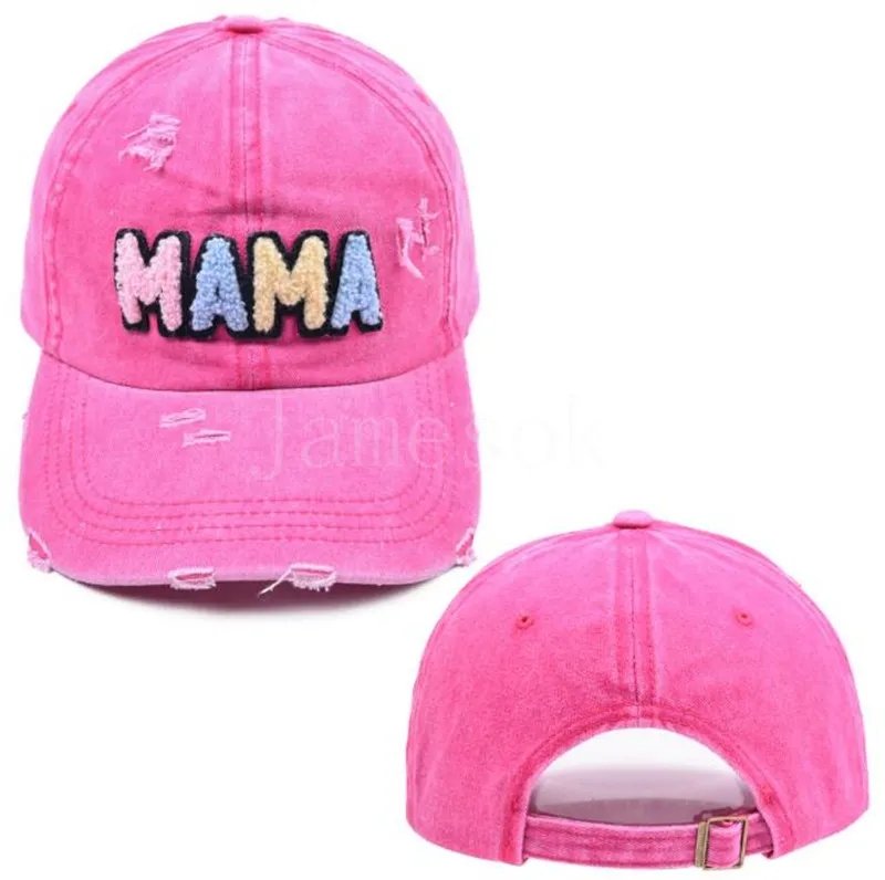 Mama Patch ricamo a colore solido berretto da baseball regolabile Donne lavate Snapback Dad Hat Fashion Sun Shade Truck Caps Caps Hats De833