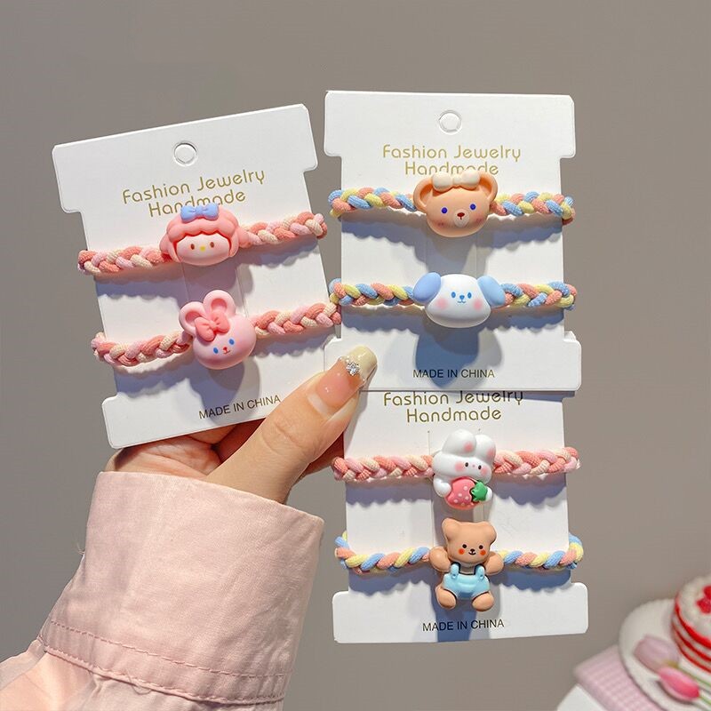 Cartoon Animal Braid Hair Rope Children Rabbit Cute Dog Hair Bands Hair Accessories Girls Sweet Elastic Rubber Band Headwear 2677