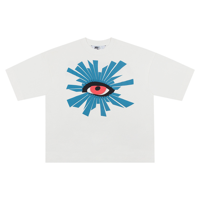 Men's T-Shirts Truth Eye Foaming Print Tees High Street Vibe Washed Short Sleeve T-shirt