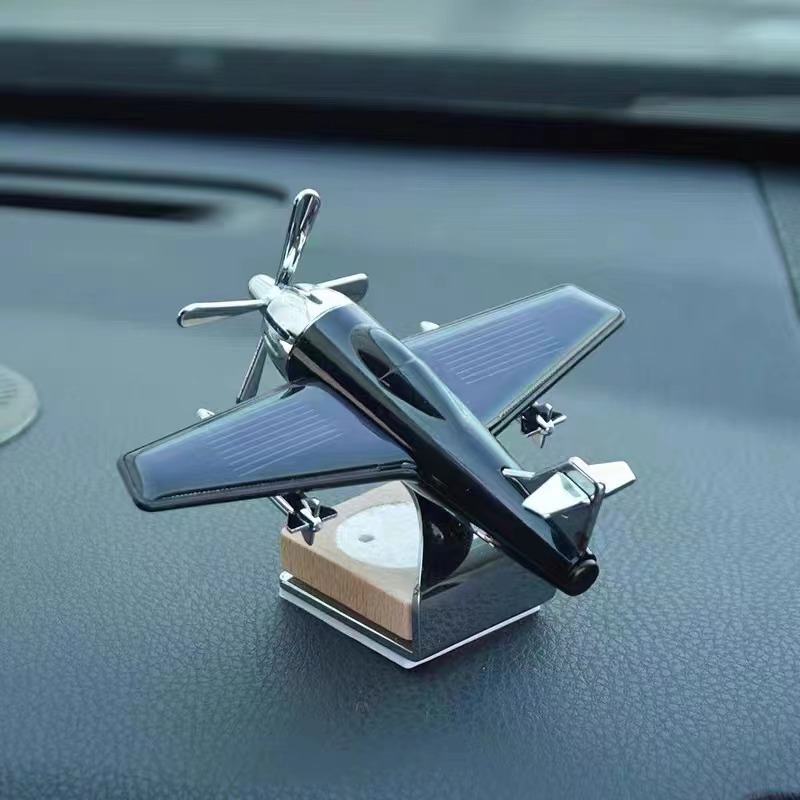 Désodorisant de voiture naturel à énergie solaire, diffuseur de parfum de voiture longue durée, en aluminium ABS, ornement d'avion de chasse, parfum de voiture