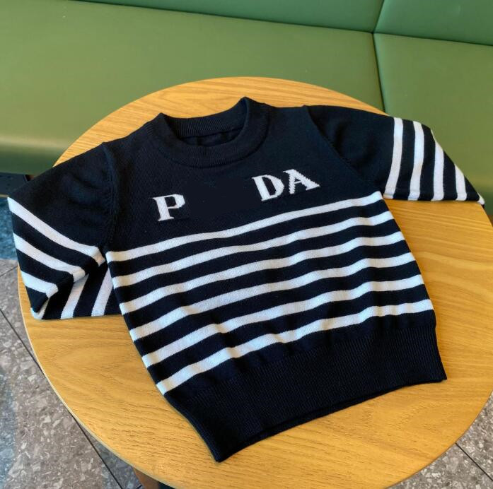 Ragazzi ragazze maglioni di marca lettere stampate bambini maglione a righe a maniche lunghe pullover lavorato a maglia bambini