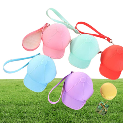 Новые милые монеты кошельки мультфильм Candy Color Swelles Baseball Cap Bag Mini Hat Key Ключе