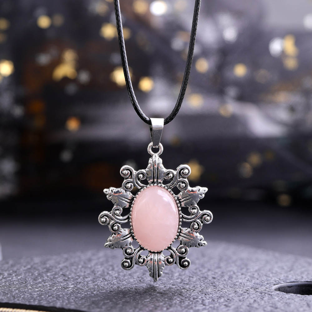 Панк овальный натуральный камень гексаграмма звезда кулон ожерелья с аметистами розовый кварц тигровый глаз лазурит ожерелье для женщин ювелирные изделия