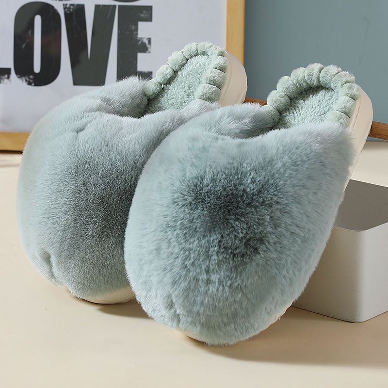 Winter Plush Women Slippers 2023 Luxury Soft Faux Fur Platform Indoor Slippers Ladies Warm EVA Sole Non-slip Home Cotton Shoes