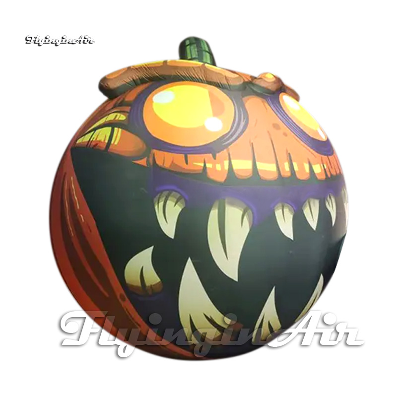 Straszny gigantyczny Halloween nadmuchiwany Jack-O-Lantern Evil Smiching Pumpkin Head Balon ze światłem LED do dekoracji imprezowej
