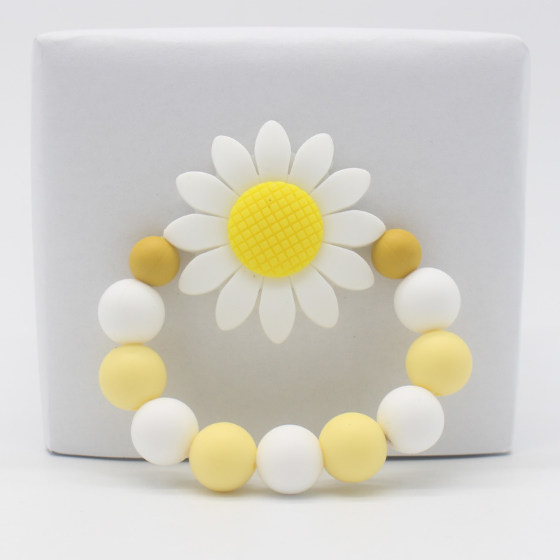 Baby Silicone Beads Teether Sunflower Teething Ring Molar Stick Fashion Nursing Bracelet Toy Kids Newborn Accessories