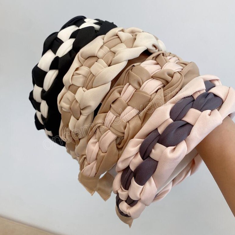 Nytt mode pannband för kvinnor bred sida flätat lapptäcke huvudbonad hösten casual turban hår tillbehör grossist