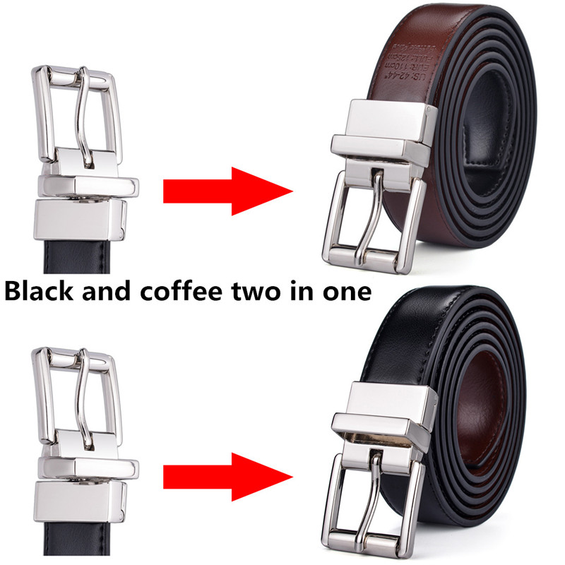 Mens Reversible Leather Dress Casual Belts for Men 2.8cm Wide One Reverse for 