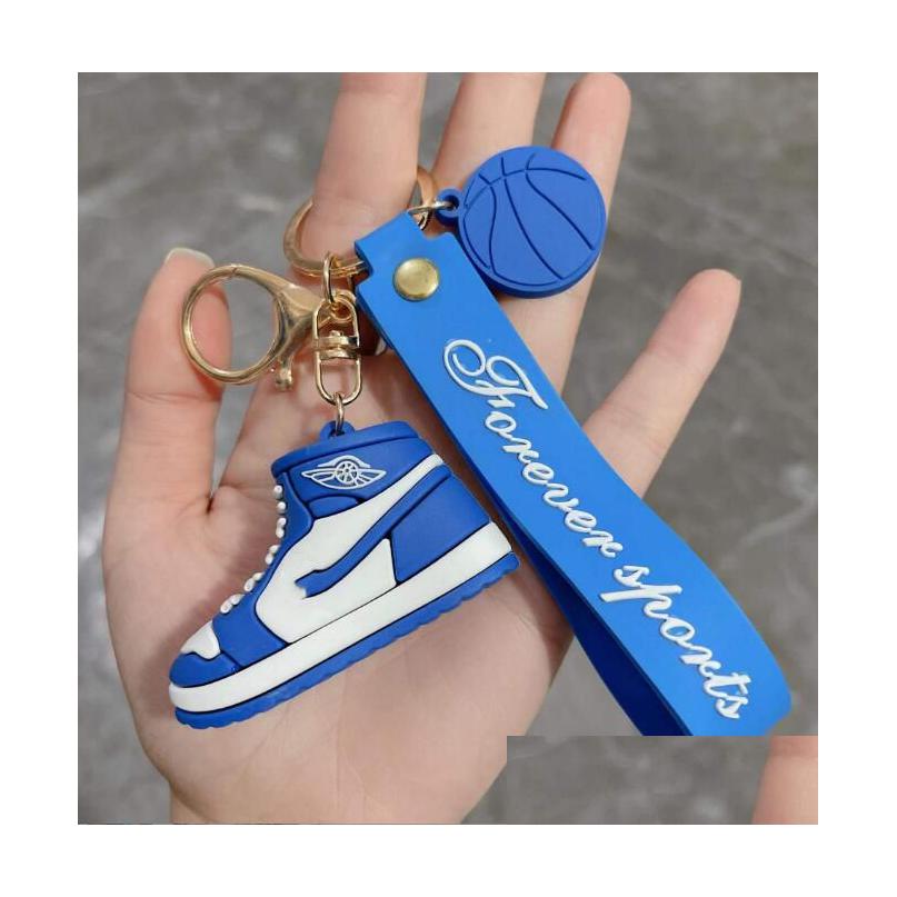 Designer Sile 3D Sneaker Keychain With Hand Rope Top Key Ring For Men Women Fashion Shoes Basketball Drop Delivery