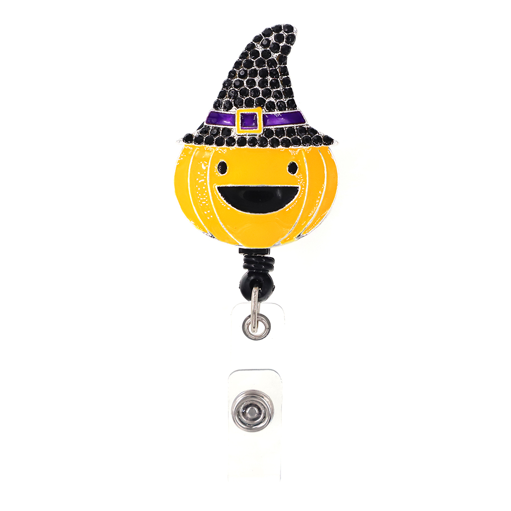 Bobine de porte-Badge de vacances d'halloween en forme de citrouille, porte-Badge d'étudiant et d'infirmière, pour fournisseur de bureau et d'hôpital, 10 pièces