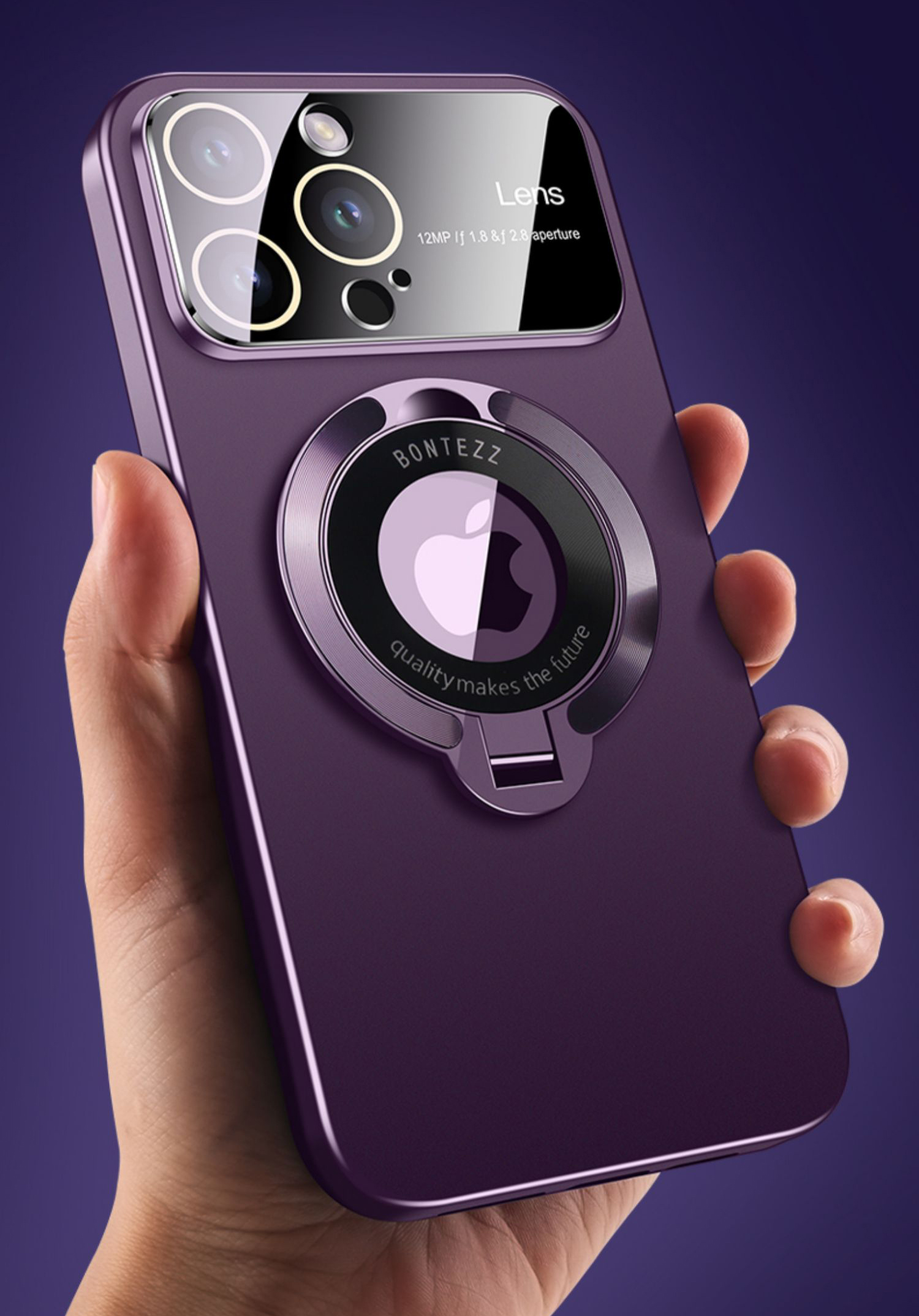 İPhone 15 14 Pro Max 13 12 Lens Kamera Koruması Geri Conque Funda Funda Anti-Fall Manyetik Tutucu Apple Cep Telefon Kılıfları Tam Kapaklar Sert