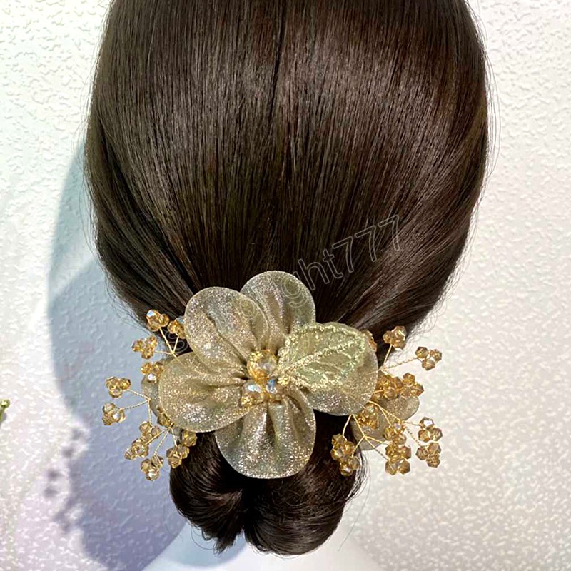 Yarn Flower Hair Rings Rope Women Girl Ponytail Ties Elastic Hair Bands Leaves Rhinestone Beads Headbands Scrunchies Accessories