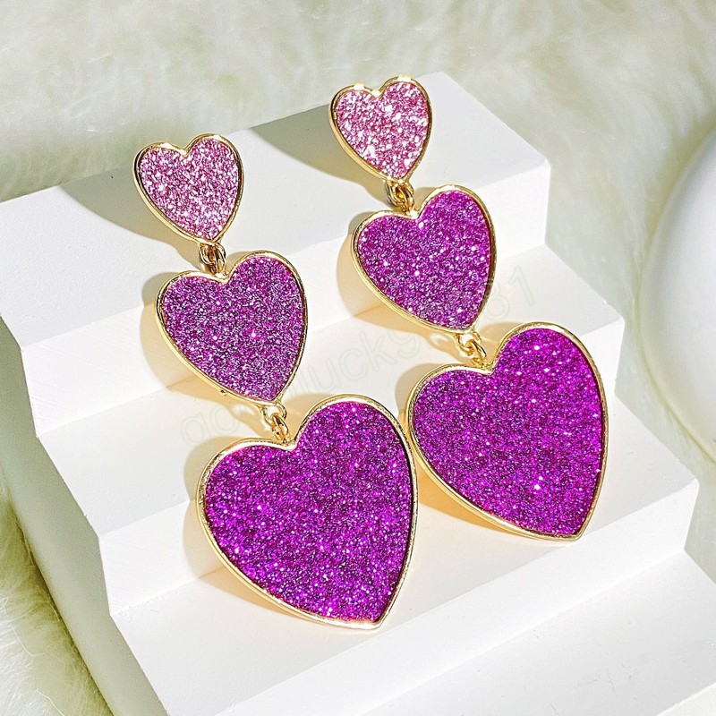 Long Tassel Heart Drop Earrings for Women Girl Korean Y2K Cool Big Rose Color Simple Elegant Jewelry Birthday Gift